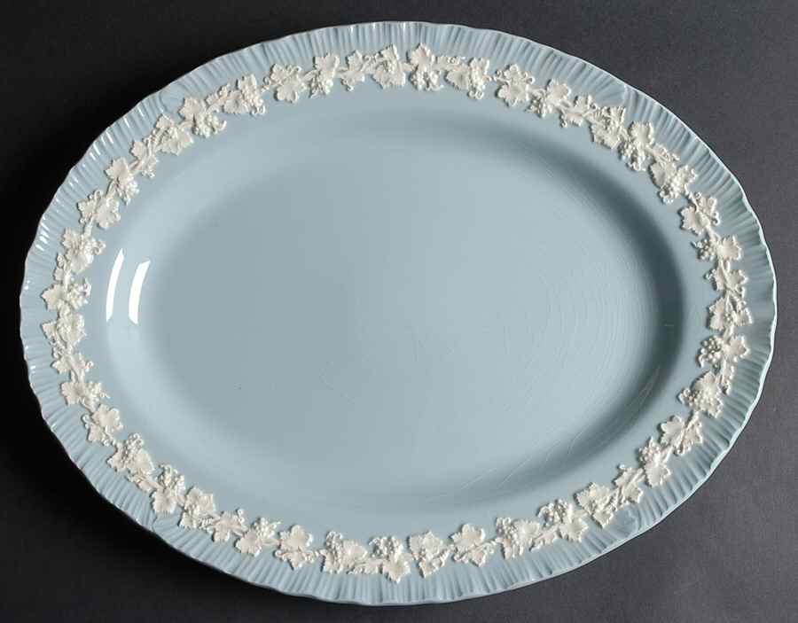 Cream Color on Lavender (Shell Edge) 16" Oval Serving Platter by Wedgwood-1