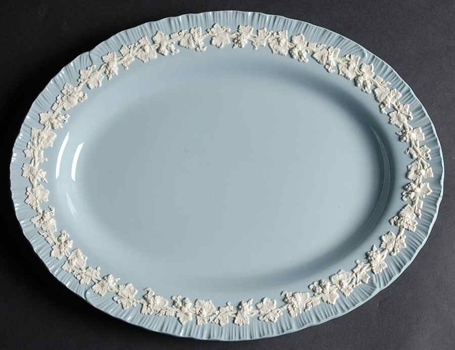 Cream Color on Lavender (Shell Edge) 14" Oval Serving Platter by Wedgwood-1