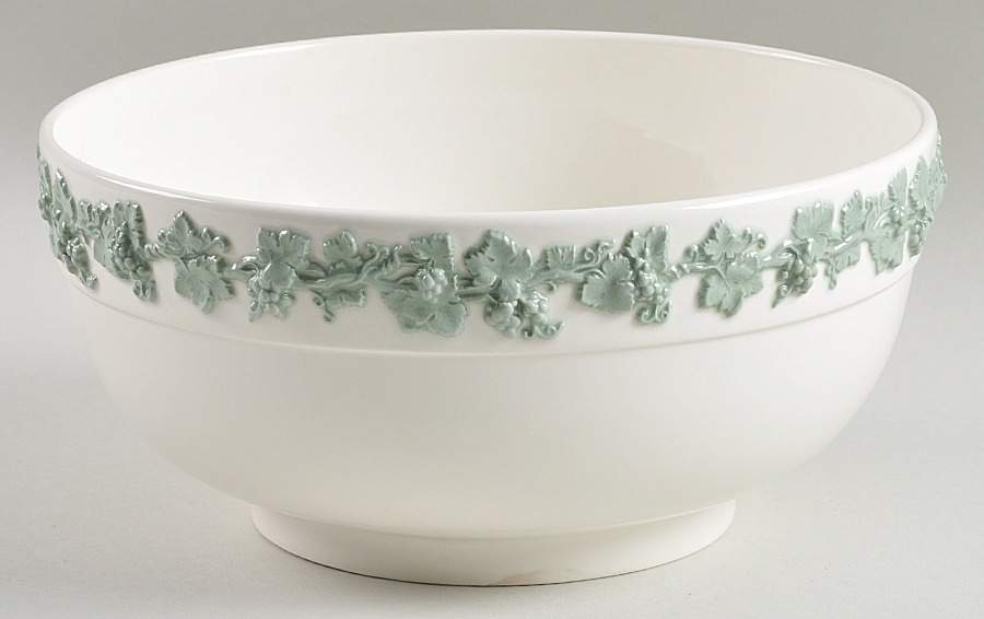 Celadon On Cream Color (Plain Edge) 9" Salad Serving Bowl by Wedgwood-1