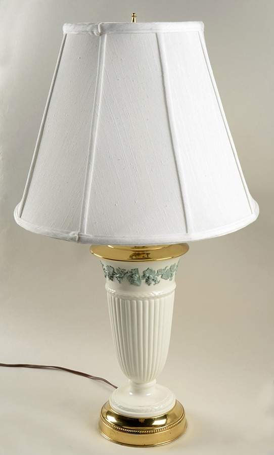 Celadon On Cream Color (Plain Edge) 25" Electric Lamp & Shade by Wedgwood-1