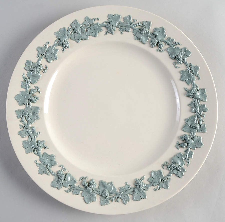 Celadon On Cream Color (Plain Edge) Service Plate (Charger) by Wedgwood-1