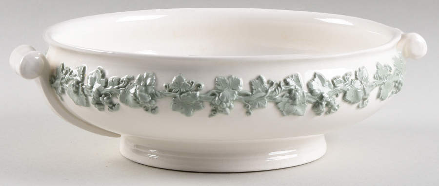 Celadon On Cream Color (Plain Edge) Round Vegetable No Lid by Wedgwood-1