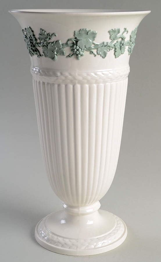 Celadon On Cream Color (Plain Edge) 13" Vase by Wedgwood-1