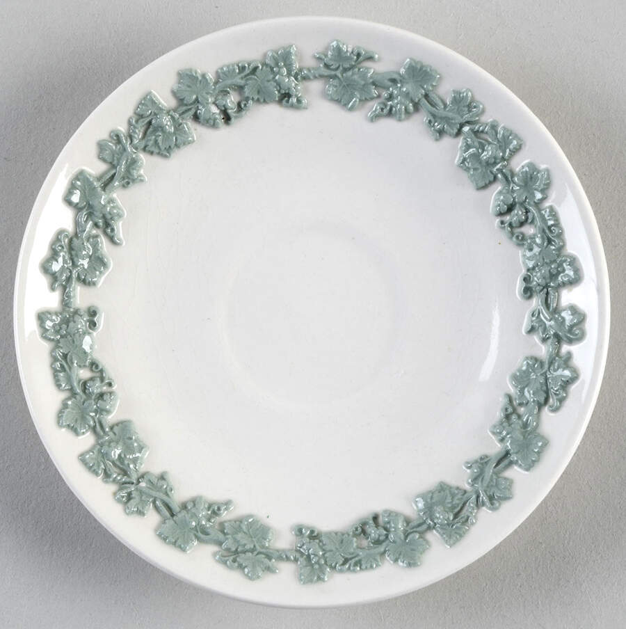 Celadon On Cream Color (Plain Edge) Saucer for Demitasse Cup by Wedgwood-1
