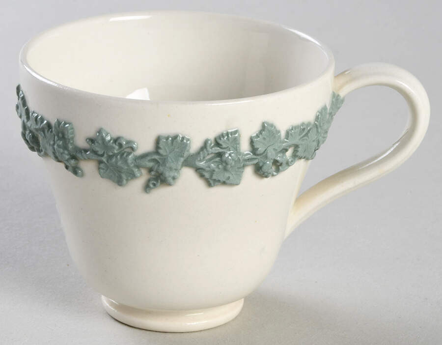 Celadon On Cream Color (Plain Edge) Footed Demitasse Cup by Wedgwood-1