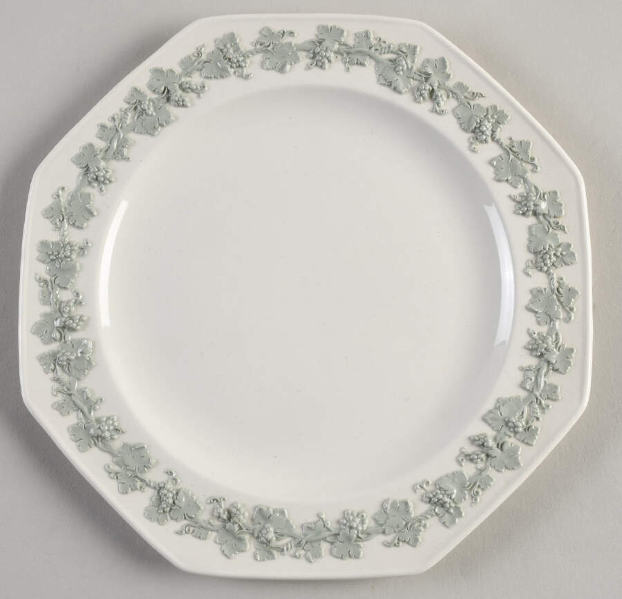 Celadon On Cream Color (Plain Edge) Octagonal Salad Plate by Wedgwood-1