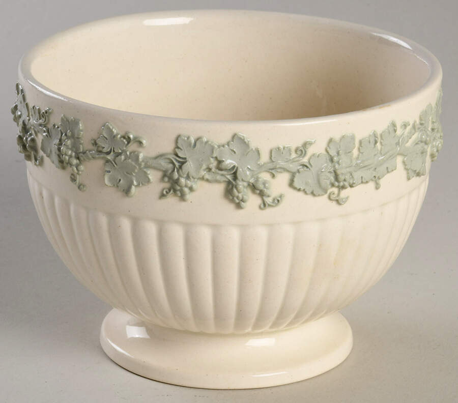 Celadon On Cream Color (Plain Edge) Cranberry Bowl by Wedgwood-1