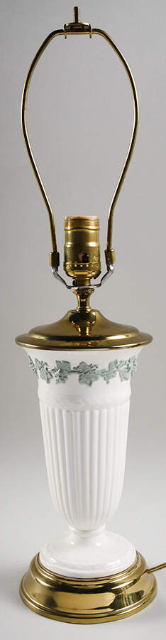 Celadon On Cream Color (Plain Edge) 21" Electric Lamp No Shade by Wedgwood-1