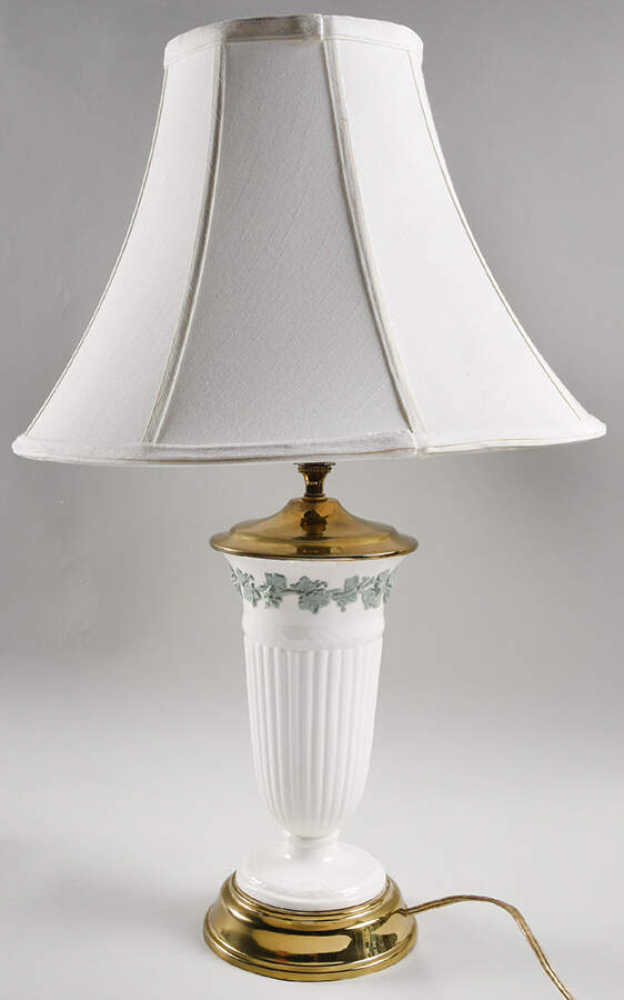 Celadon On Cream Color (Plain Edge) 21" Electric Lamp & Shade by Wedgwood-1