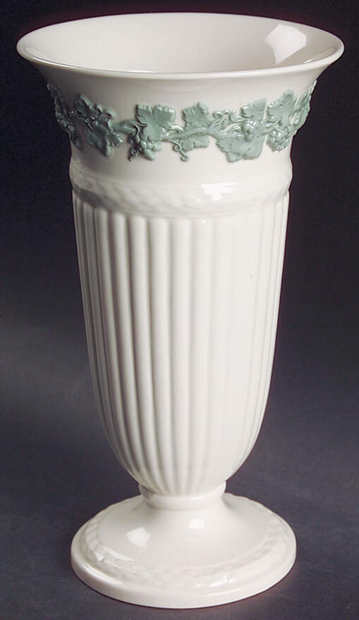 Celadon On Cream Color (Plain Edge) 8" Vase by Wedgwood-1