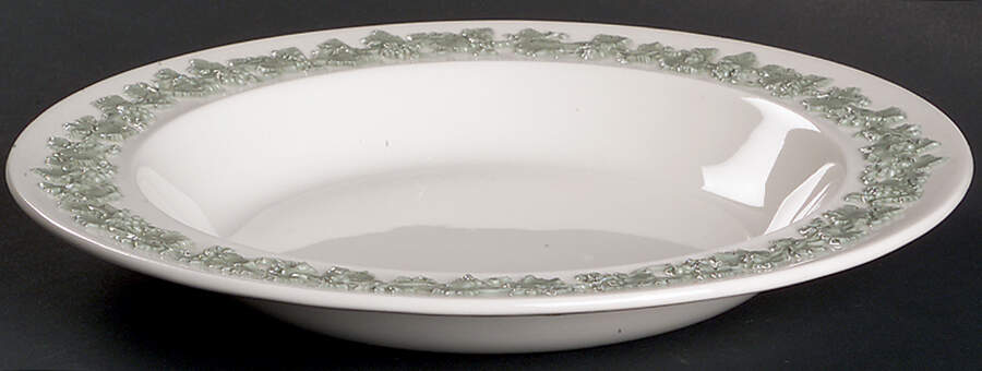 Celadon On Cream Color (Plain Edge) Rim Soup Bowl by Wedgwood-1