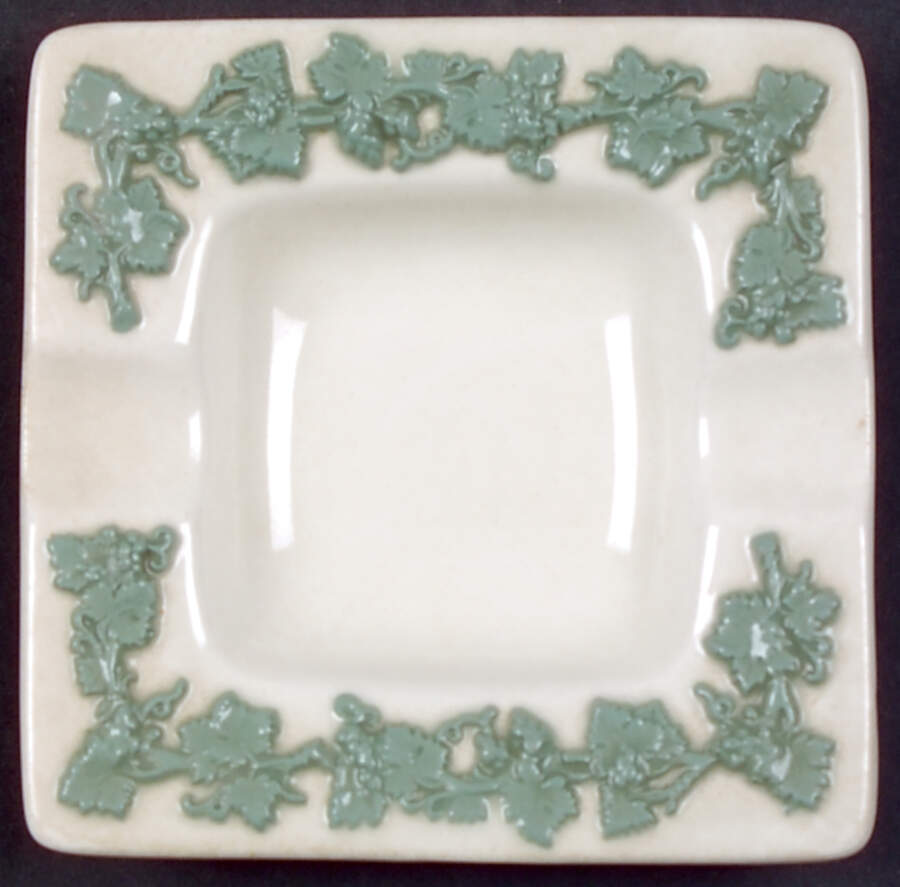 Celadon On Cream Color (Plain Edge) Square Ashtray by Wedgwood-1