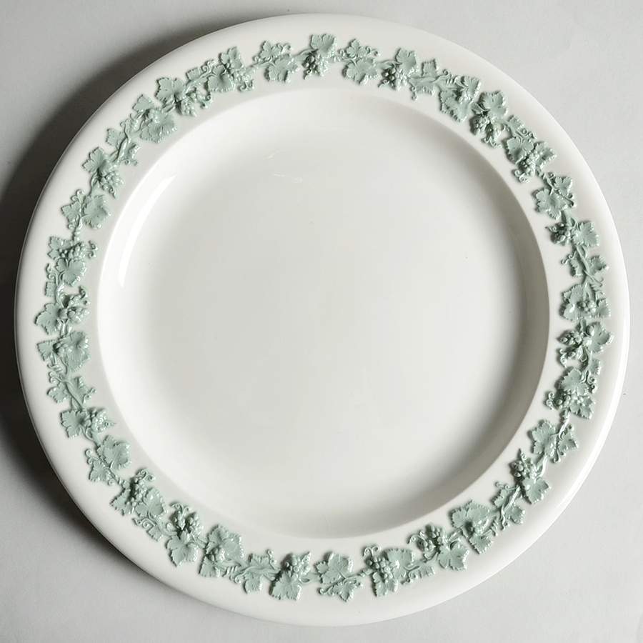 Celadon On Cream Color (Plain Edge) 12" Chop Plate (Round Platter) by Wedgwood-1