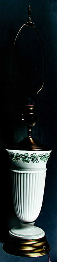 Celadon On Cream Color (Plain Edge) Electric Lamp No Shade by Wedgwood-1
