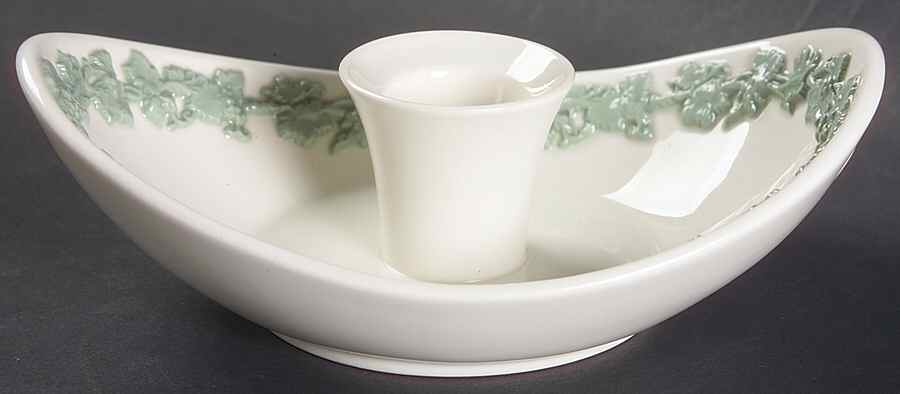 Celadon On Cream Color (Plain Edge) Single Light Candlestick by Wedgwood-1