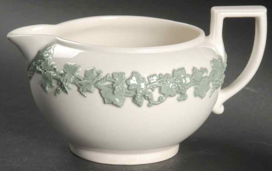 Celadon On Cream Color (Plain Edge) 146 Shape Creamer by Wedgwood-1