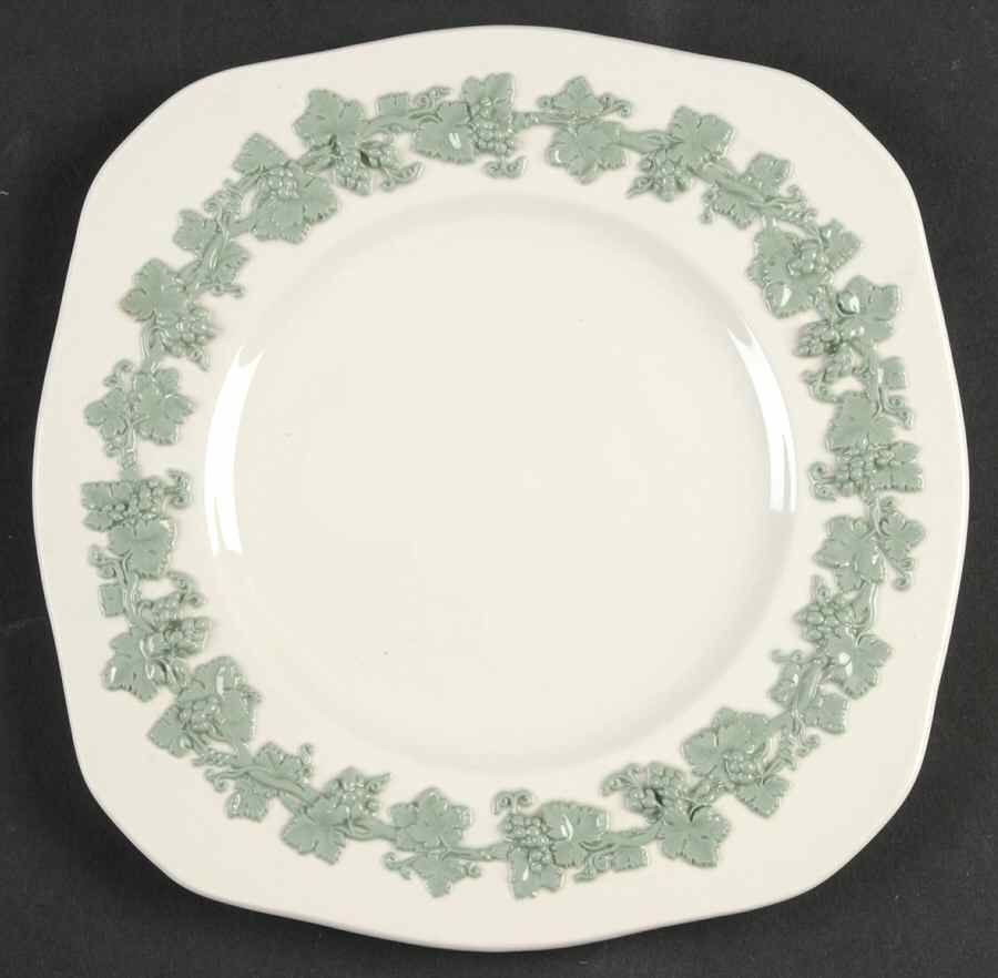 Celadon On Cream Color (Plain Edge) Square Luncheon Plate by Wedgwood-1