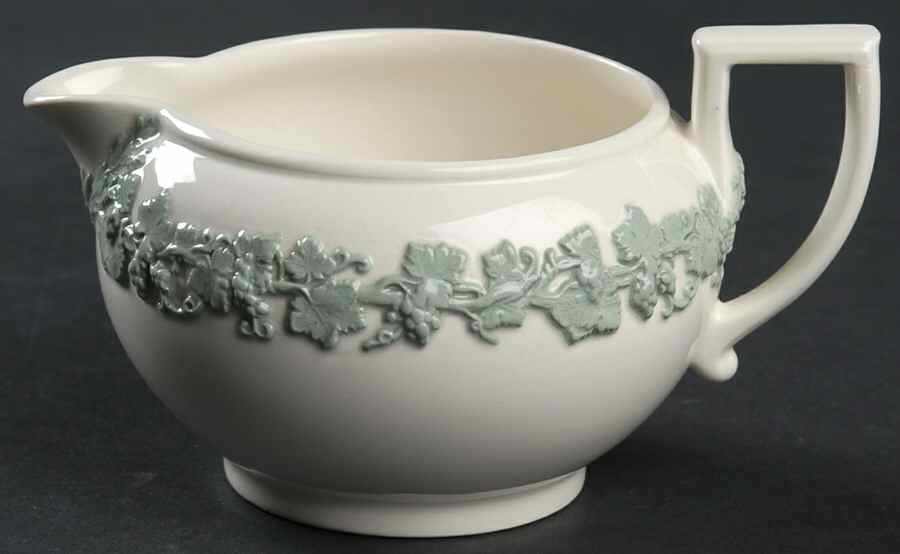 Celadon On Cream Color (Plain Edge) Creamer by Wedgwood-1