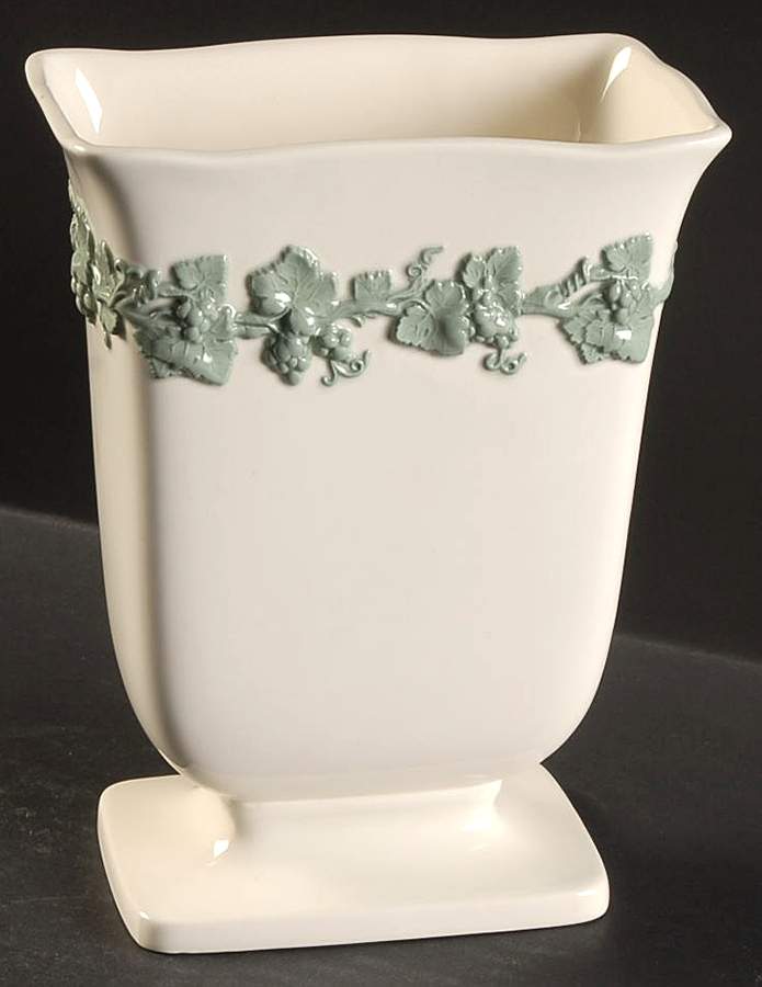 Celadon On Cream Color (Plain Edge) 7" Vase by Wedgwood-1