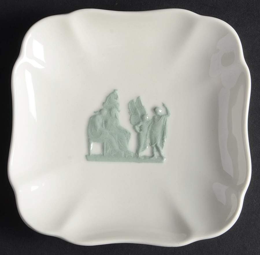 Celadon On Cream Color (Plain Edge) 4" Square Tray by Wedgwood-1
