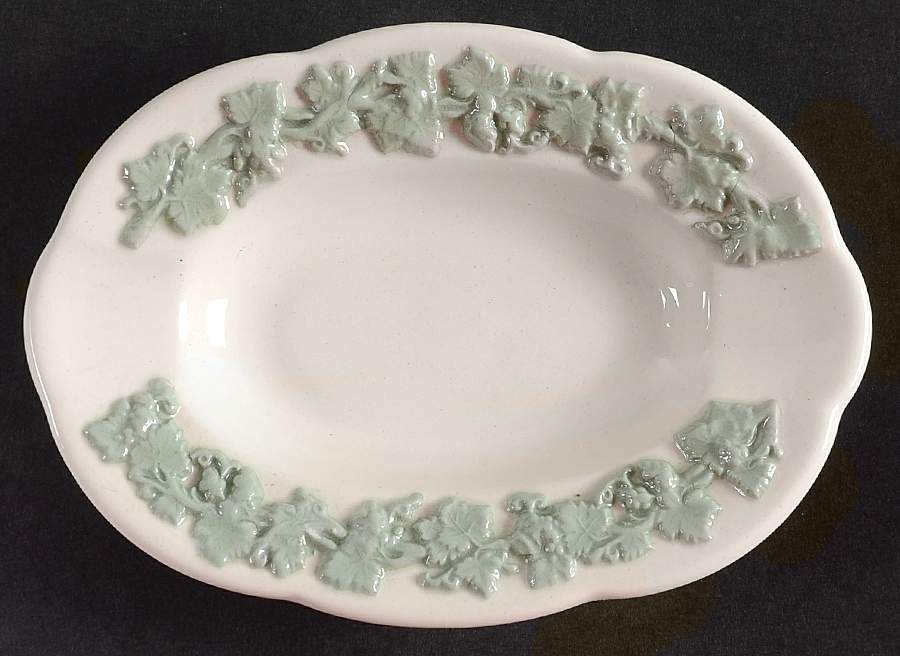 Celadon On Cream Color (Plain Edge) Oval Ashtray by Wedgwood-1