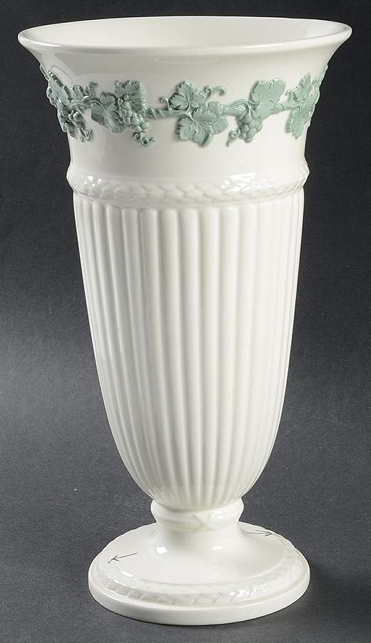 Celadon On Cream Color (Plain Edge) 11" Vase by Wedgwood-1