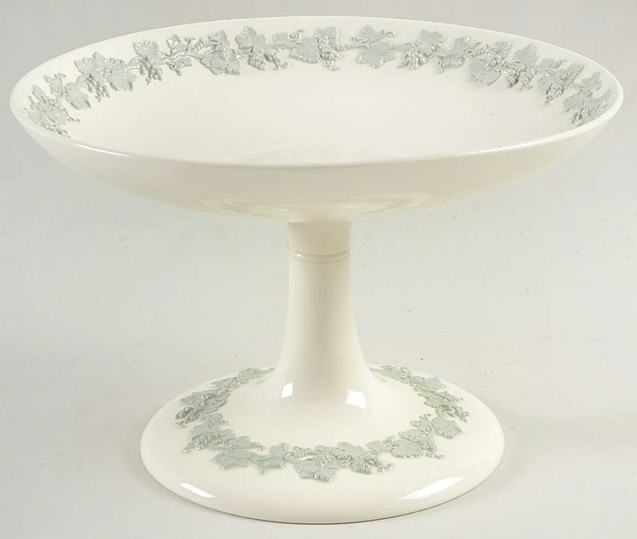 Celadon On Cream Color (Plain Edge) Round Compote (Height X Width) by Wedgwood-1