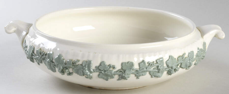 Celadon On Cream Color (Shelledge) Round Vegetable No Lid by Wedgwood-1