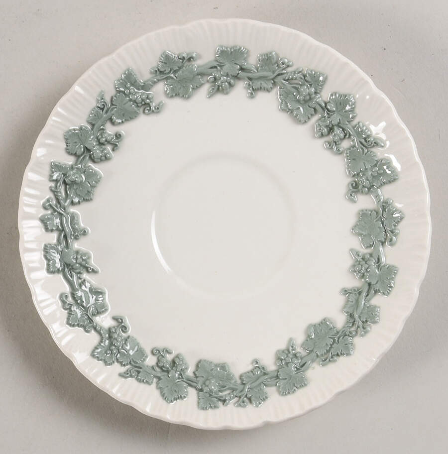 Celadon On Cream Color (Shelledge) Saucer by Wedgwood-1