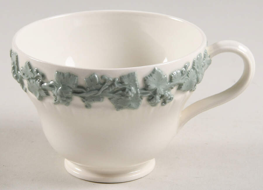 Celadon On Cream Color (Shelledge) Footed Cup by Wedgwood-1