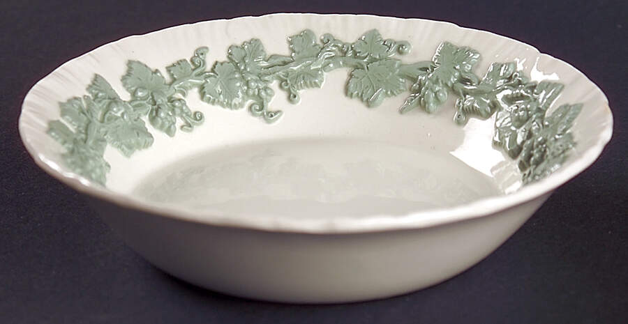 Celadon On Cream Color (Shelledge) Fruit/Dessert (Sauce) Bowl by Wedgwood-1