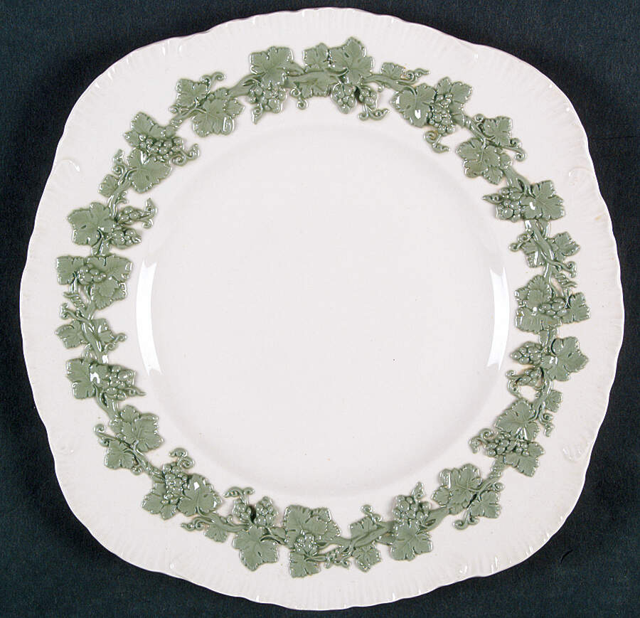 Celadon On Cream Color (Shelledge) Square Luncheon Plate by Wedgwood-1