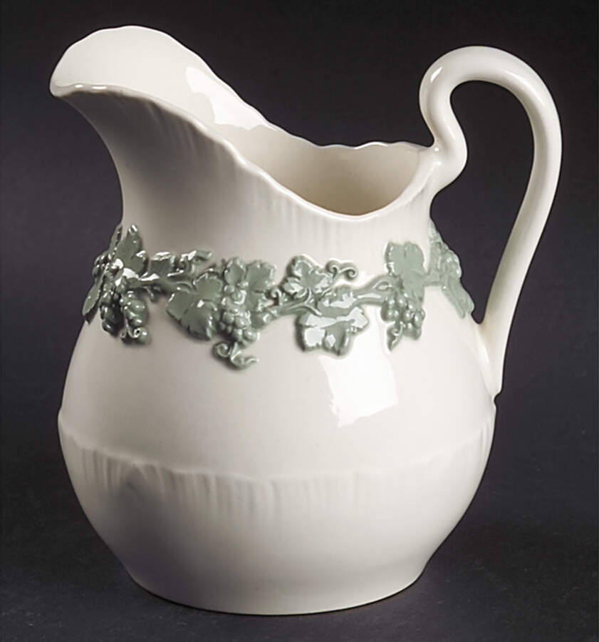Celadon On Cream Color (Shelledge) Creamer by Wedgwood-1