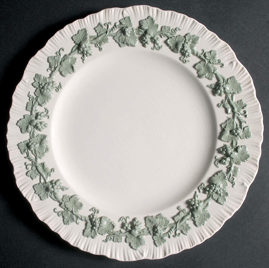 Celadon On Cream Color (Shelledge) Dinner Plate by Wedgwood-1