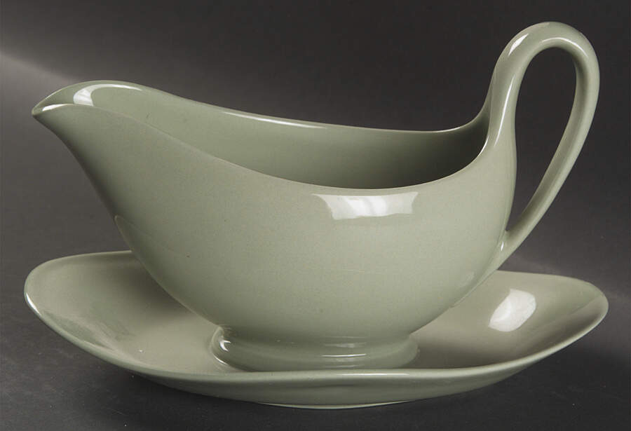 Celadon Gravy Boat with Attached Underplate by Wedgwood-1