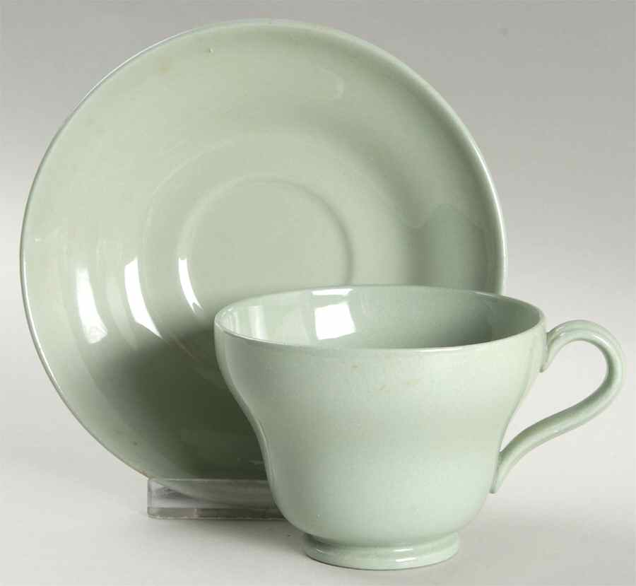 Celadon Footed Cup & Saucer Set by Wedgwood-1