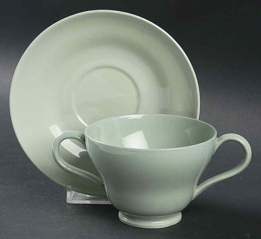 Celadon Footed Bouillon Cup & Saucer by Wedgwood-1