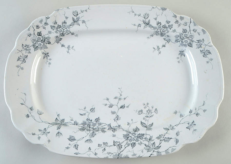 Celia Gray Black 16" Oval Serving Platter by Wedgwood-1