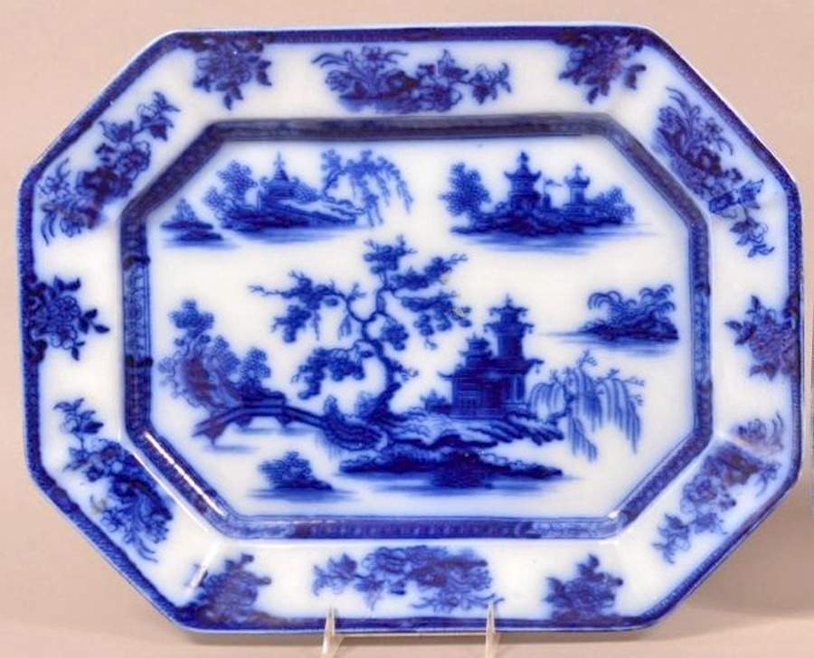 Chapoo (Flow Blue) 17" Oval Serving Platter by Wedgwood-1