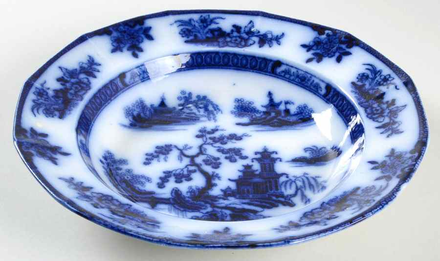 Chapoo (Flow Blue) 10" Round Vegetable Bowl by Wedgwood-1