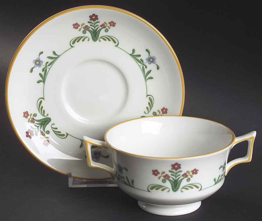 Charleston Footed Cream Soup Bowl & Saucer Set by Wedgwood-1