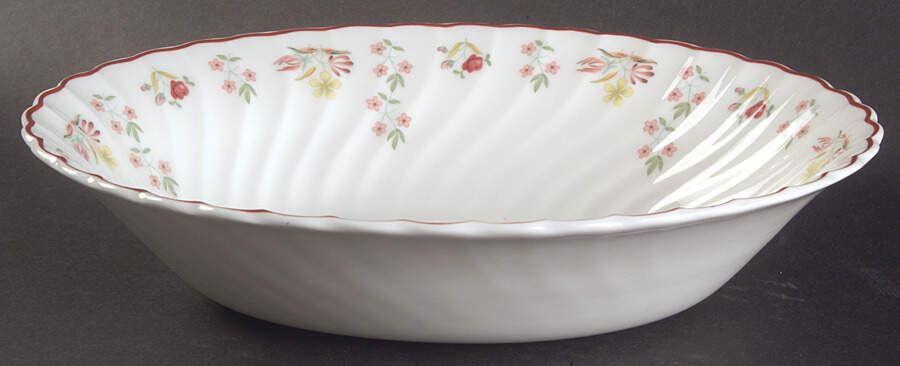 Charlotte (Red Trim, Older) 10" Oval Vegetable Bowl by Wedgwood-1