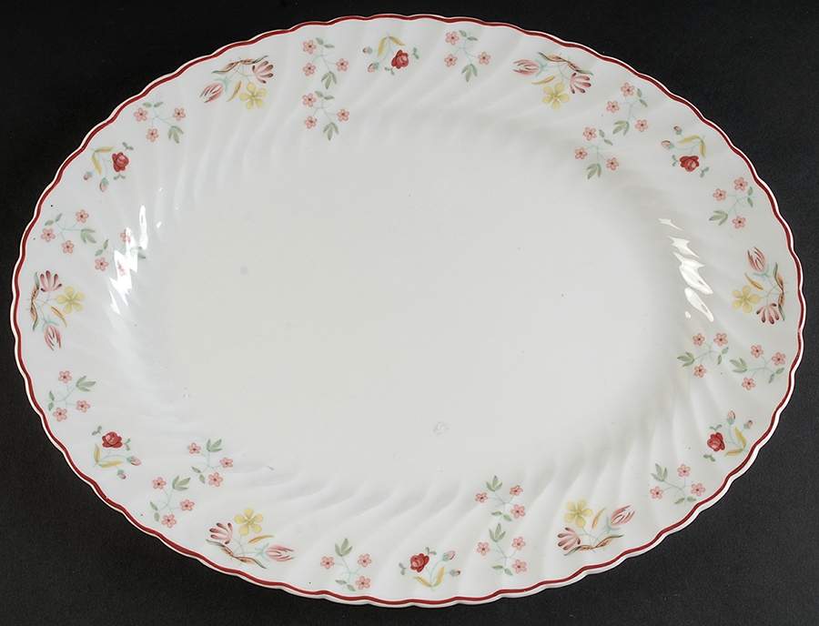 Charlotte (Red Trim, Older) 15" Oval Serving Platter by Wedgwood-1