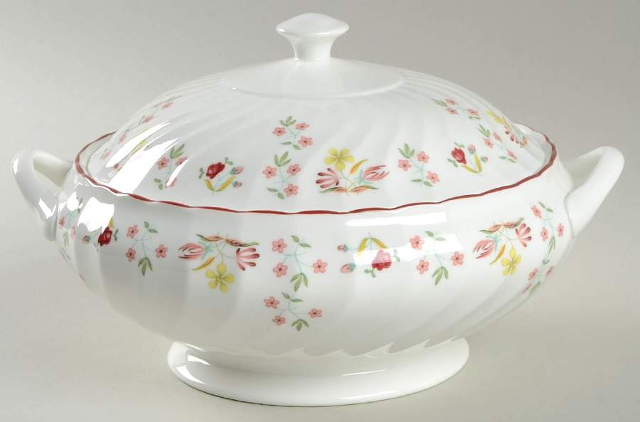 Charlotte (Red Trim, Older) Round Covered Vegetable by Wedgwood-1