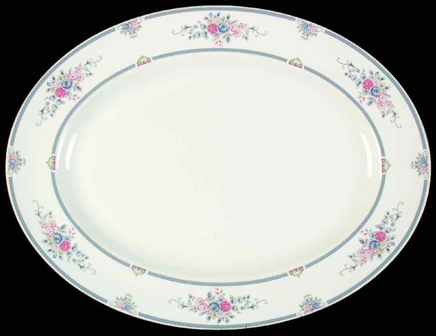 Charlotte (Gold Trim, Newer) 15" Oval Serving Platter by Wedgwood-1