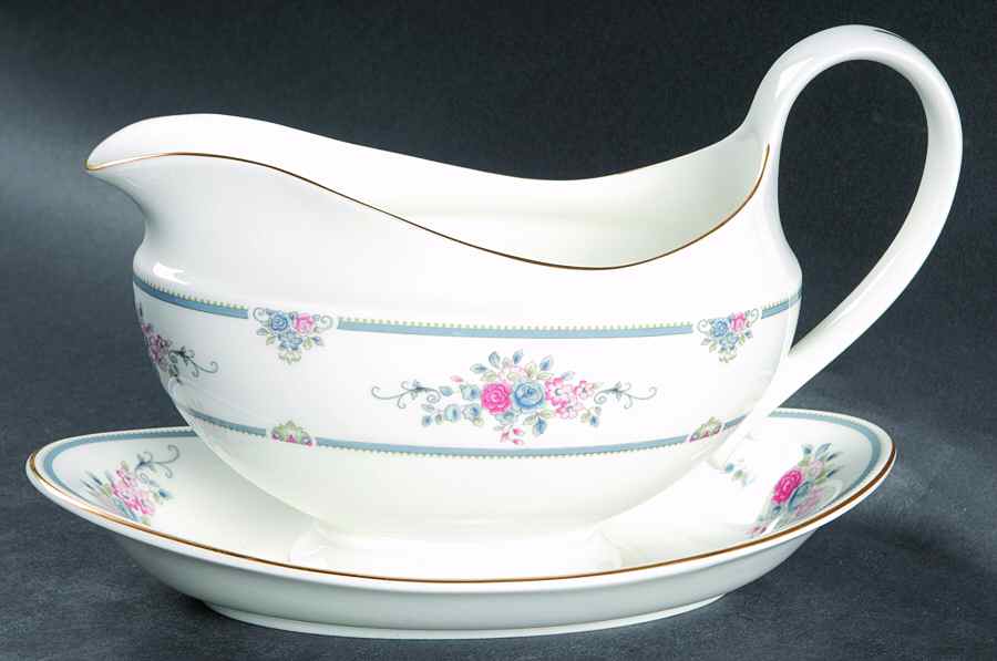 Charlotte (Gold Trim, Newer) Gravy Boat & Underplate by Wedgwood-1
