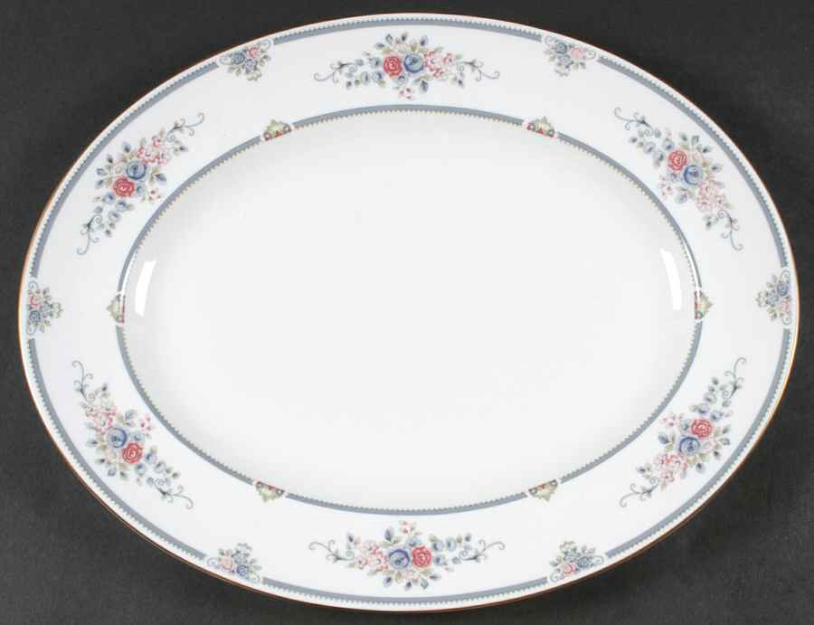 Charlotte (Gold Trim, Newer) 14" Oval Serving Platter by Wedgwood-1
