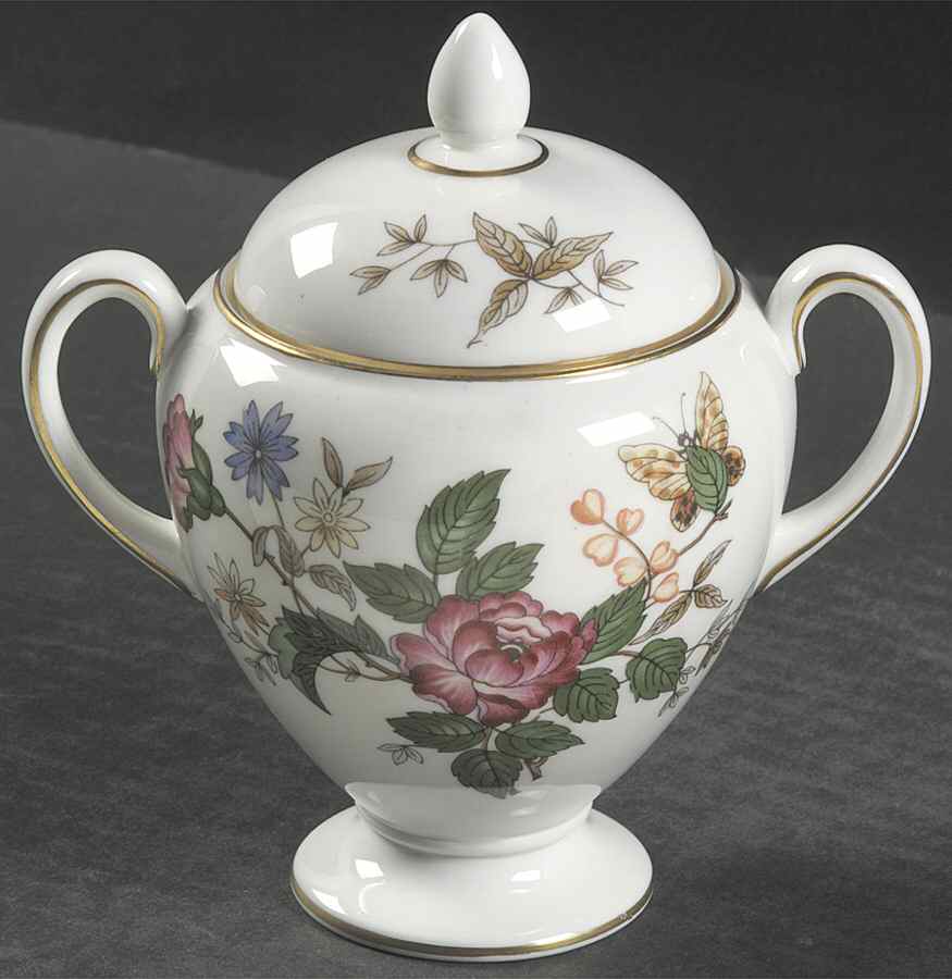 Charnwood (Bone) Globe Shape Sugar Bowl & Lid by Wedgwood-1