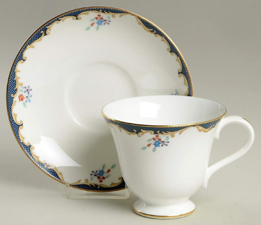 Chartley (Verge) Victoria Shape Footed Cup & Saucer Set by Wedgwood-1