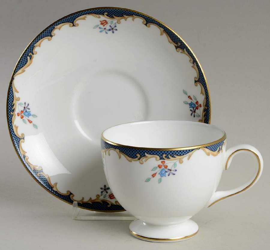 Chartley (Verge) Leigh Shape Footed Cup & Saucer Set by Wedgwood-1